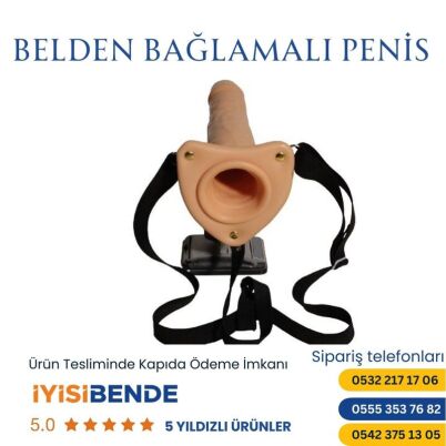 Belden Bağlamalı Plastik Penis 22 Cm Büyük Boy Yapma Dildo - 7